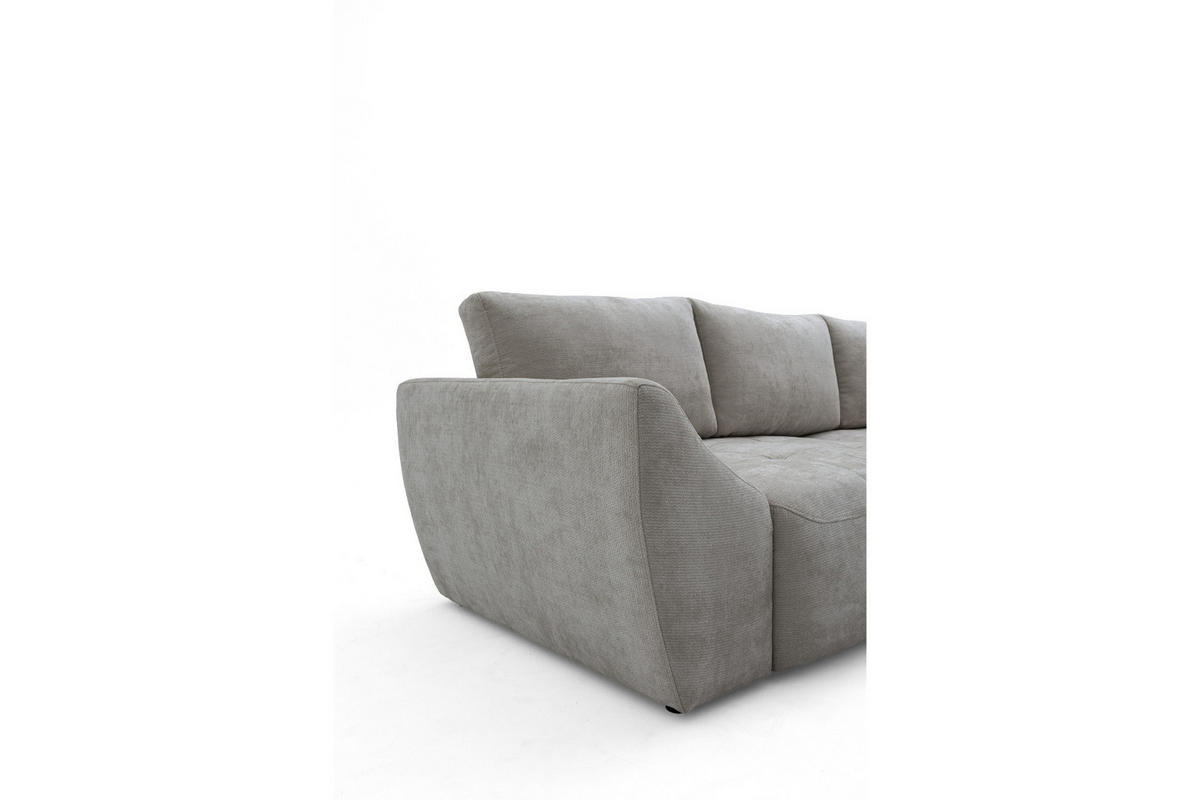 ECKSOFA NICE L Rechts mit Schlaffunktion 137x204 Chenille Grau - Schwarz/Grau, Holz/Textil (165/260cm) - Muffo