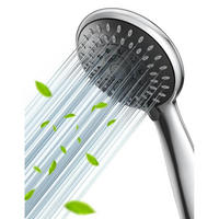 HANDBRAUSE mit 5 Strahlarten und Wassersparfunktion - Silberfarben, Metall (11/12.7/25cm)