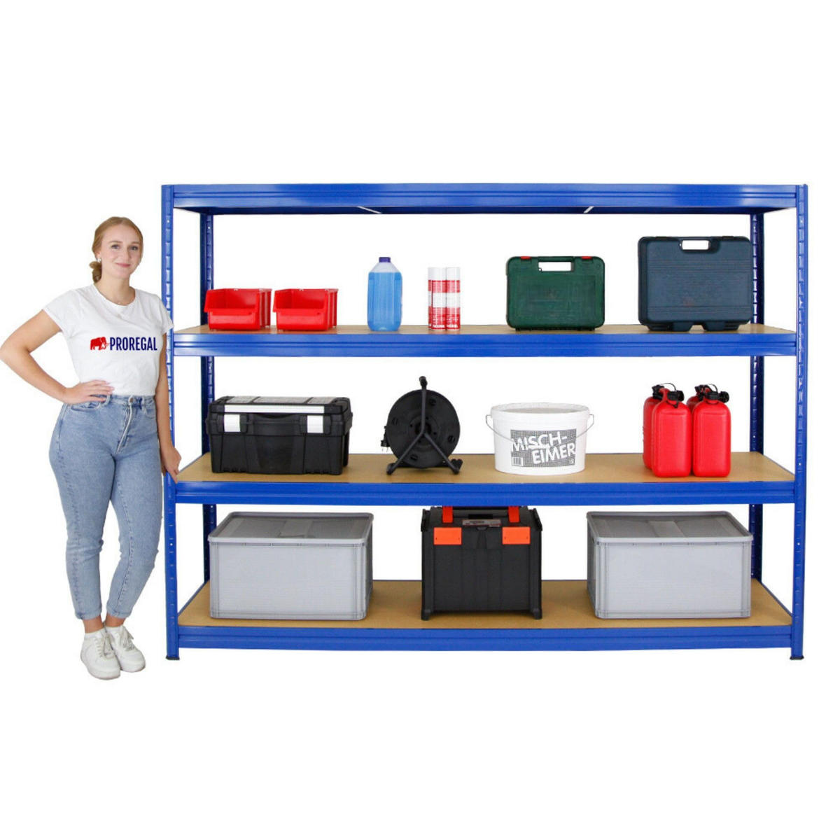 SCHWERLASTREGAL Dino 2er-Set mit 2x 180x240x60 cm Fachlast 450 kg Blau - Blau, Metall (480/180/60cm) - PROREGAL