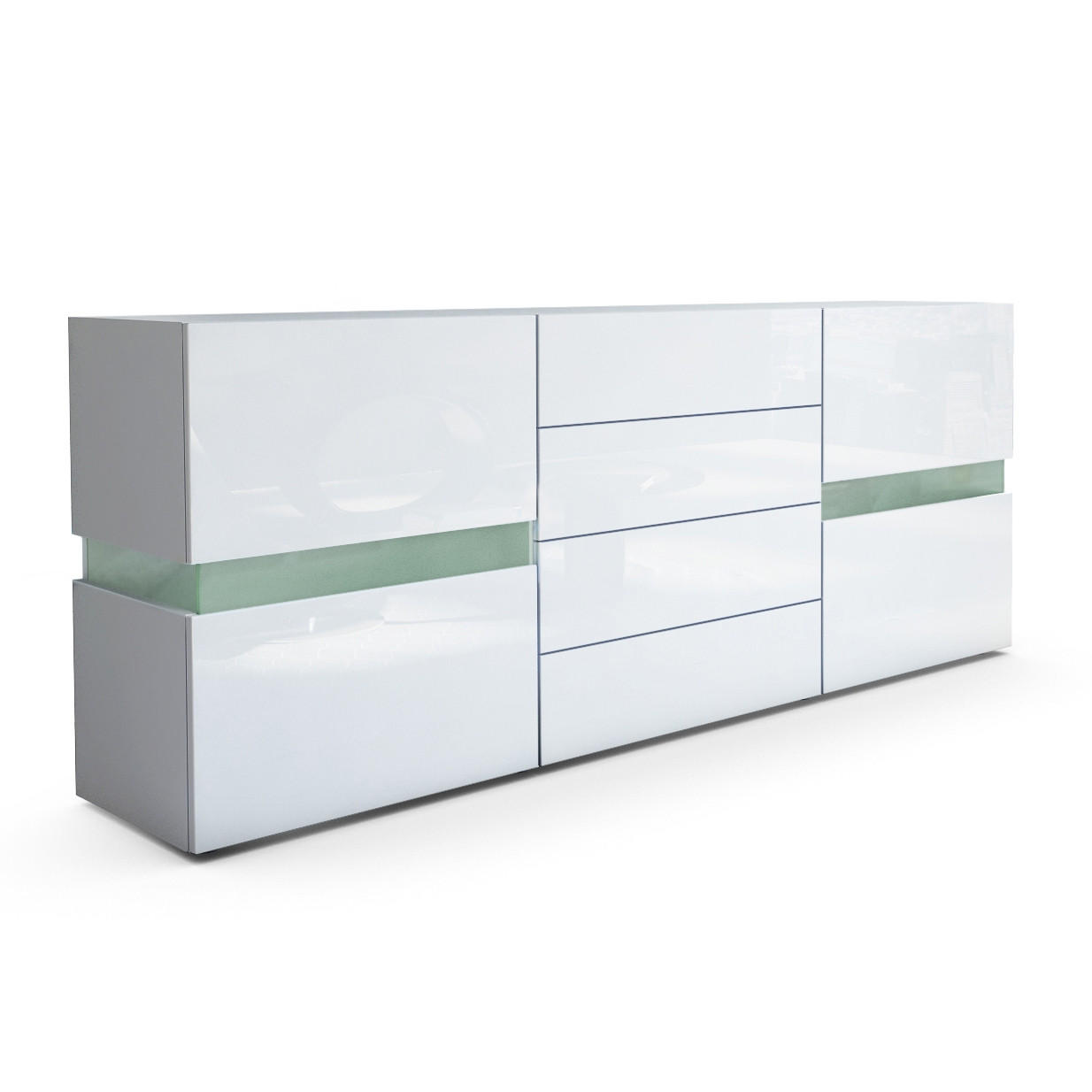 SIDEBOARD Flow Weiß - Weiß Hochglanz, Holzwerkstoff (177/75/39cm) - Vladon