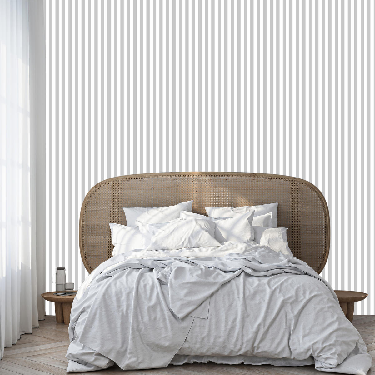VLIESTAPETE Vertikale Streifen – Grau, Weiß – 50x1000 cm - Weiß/Grau, Papier (50/1000cm) - Muralo