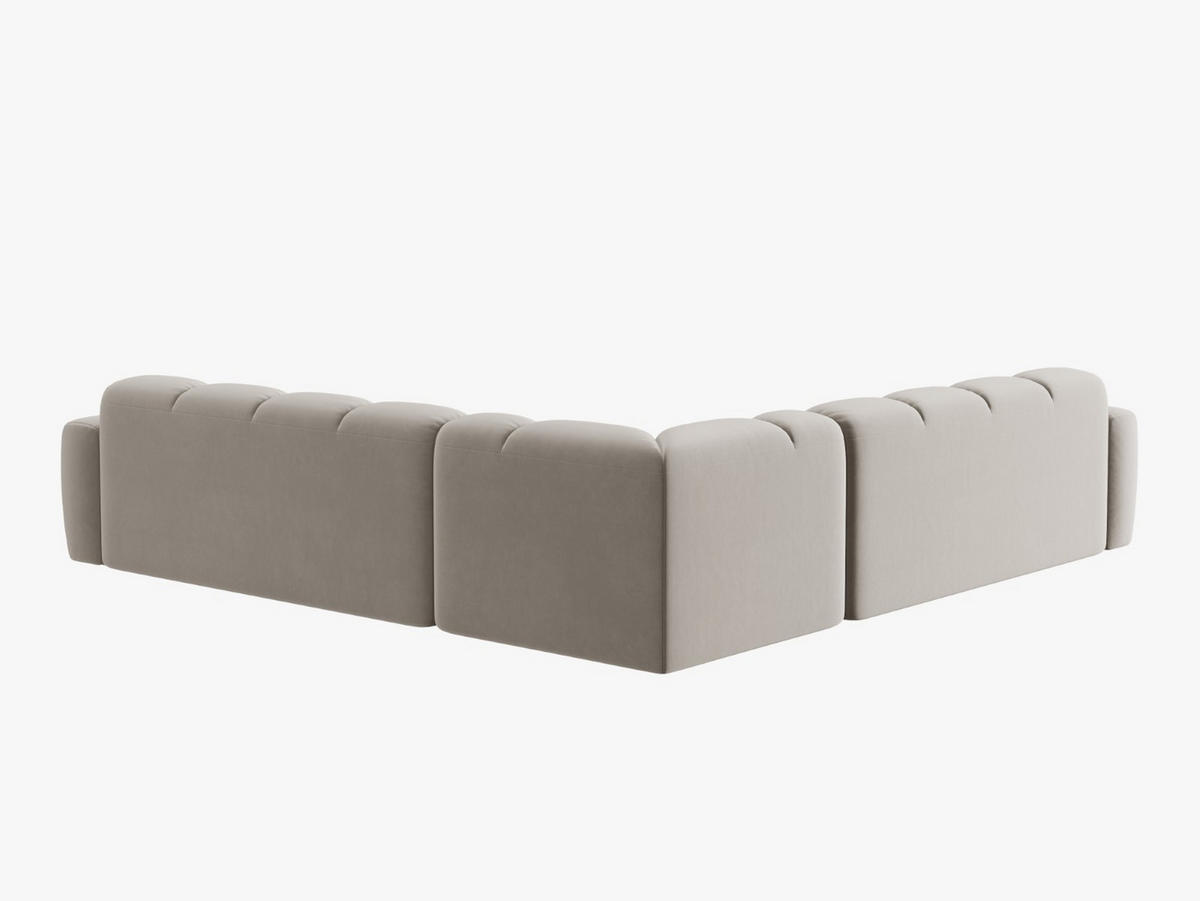 ECKSOFA Lisa aus Samt leichtes beige 5 Sitzplätze - Creme, Textil (310/310cm) - Micadoni