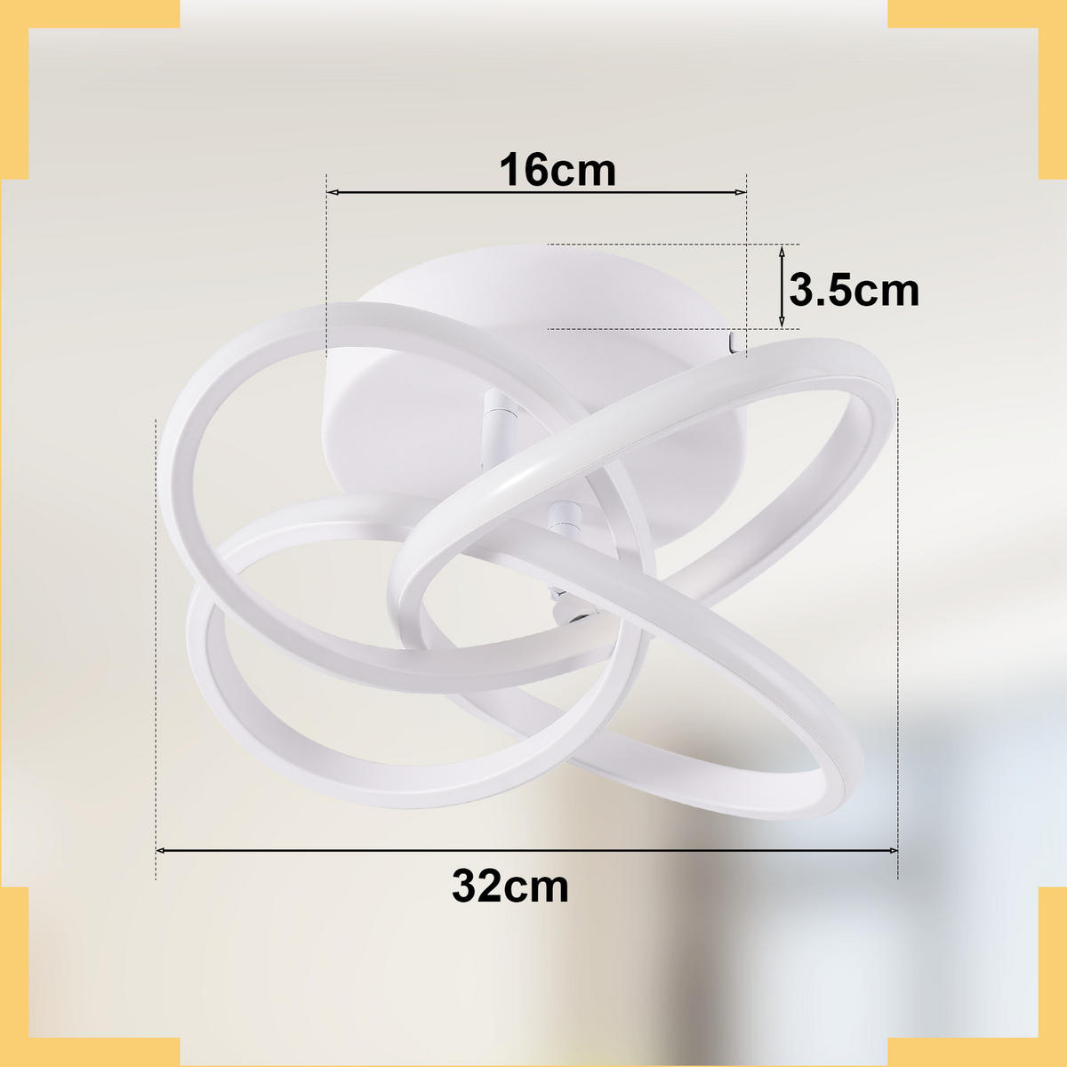 LED-DECKENLEUCHTE Linag 32/32/16 cm - Weiß, Metall (32/32/16cm) - ZMH