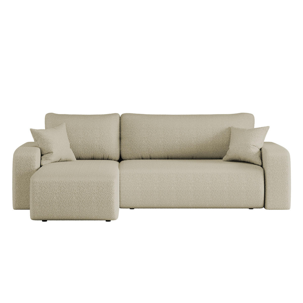 ECKSOFA L-FORM Schlaffunktion Und Bettkasten Eckcouch MILANO L Stoff Quelle Beige Links - Beige, Holz/Textil (142/244cm) - Kaiser Möbel