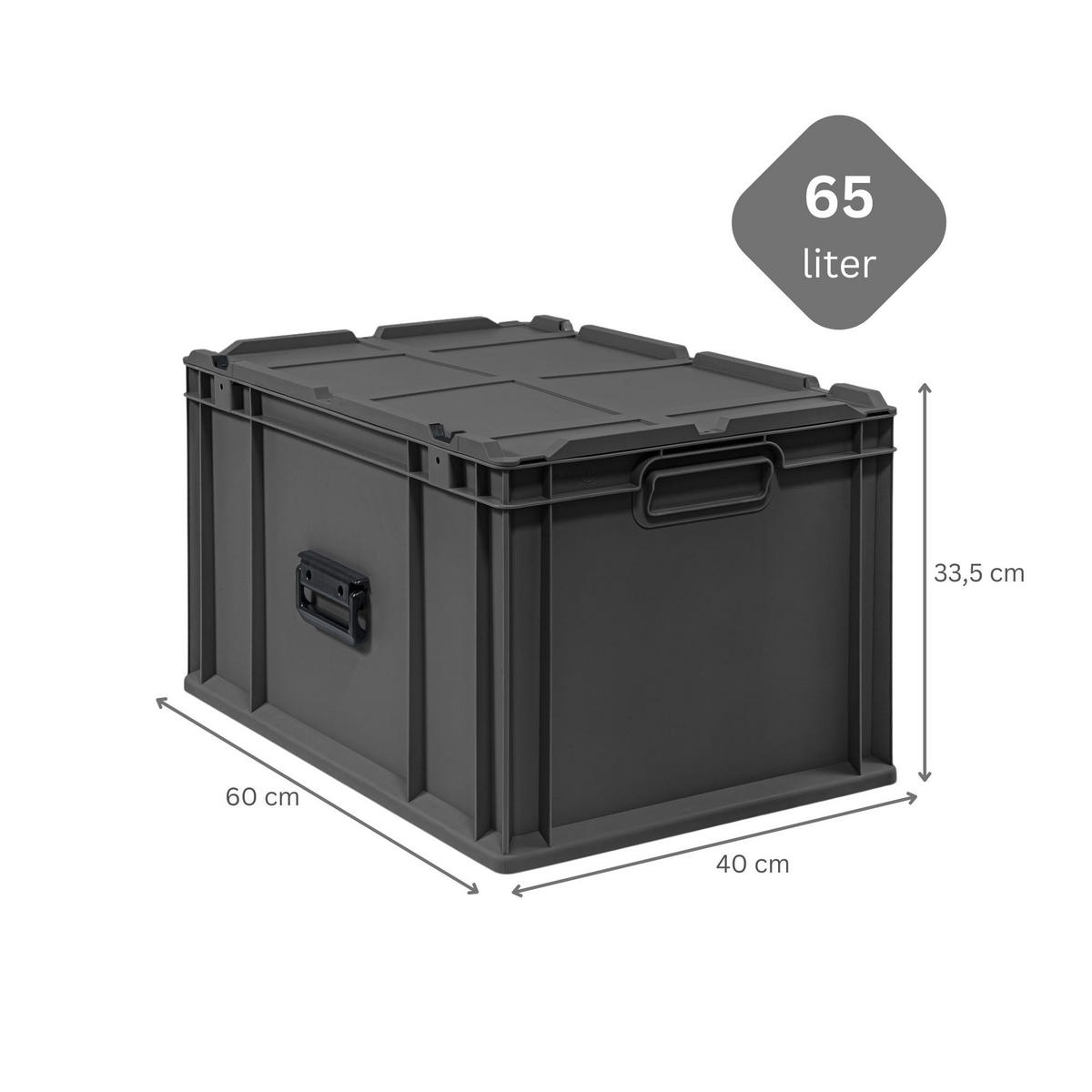 EUROBOX 5x NextGen Portable, HxBxT 33,5x40x60cm, 65 Liter, Schwarz - Schwarz, Kunststoff (40/33.5/60cm) - PROREGAL