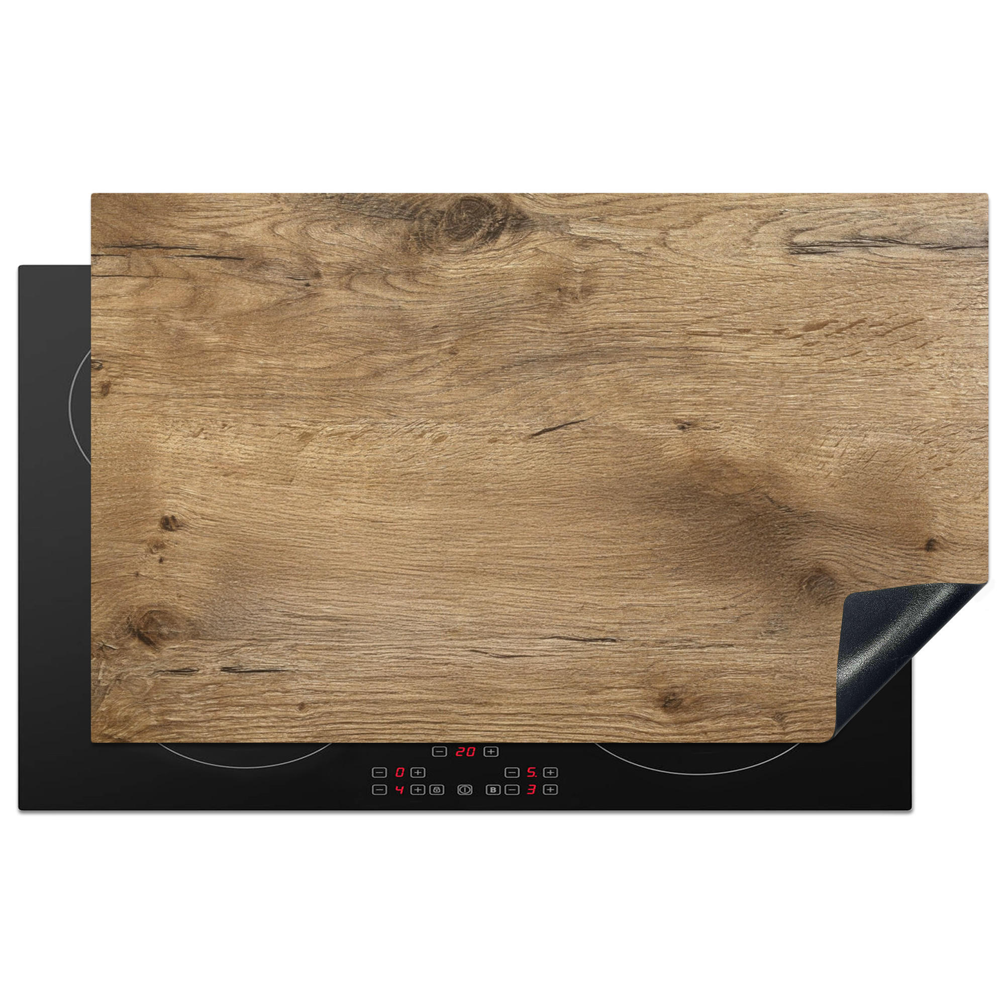 HERDABDECKPLATTE Holz - Braun - Holzoptik Ceranfeldabdeckung 85x52 cm - Eichefarben, Kunststoff (85/52/0.2cm) - MuchoWow