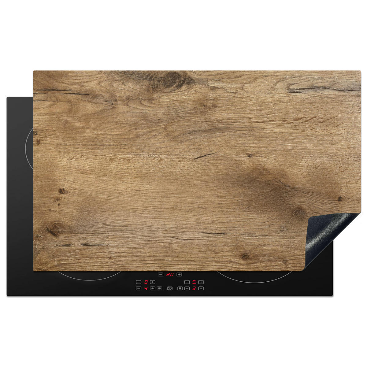 HERDABDECKPLATTE Holz - Braun - Holzoptik Ceranfeldabdeckung 85x52 cm - Eichefarben, Kunststoff (85/52/0.2cm) - MuchoWow