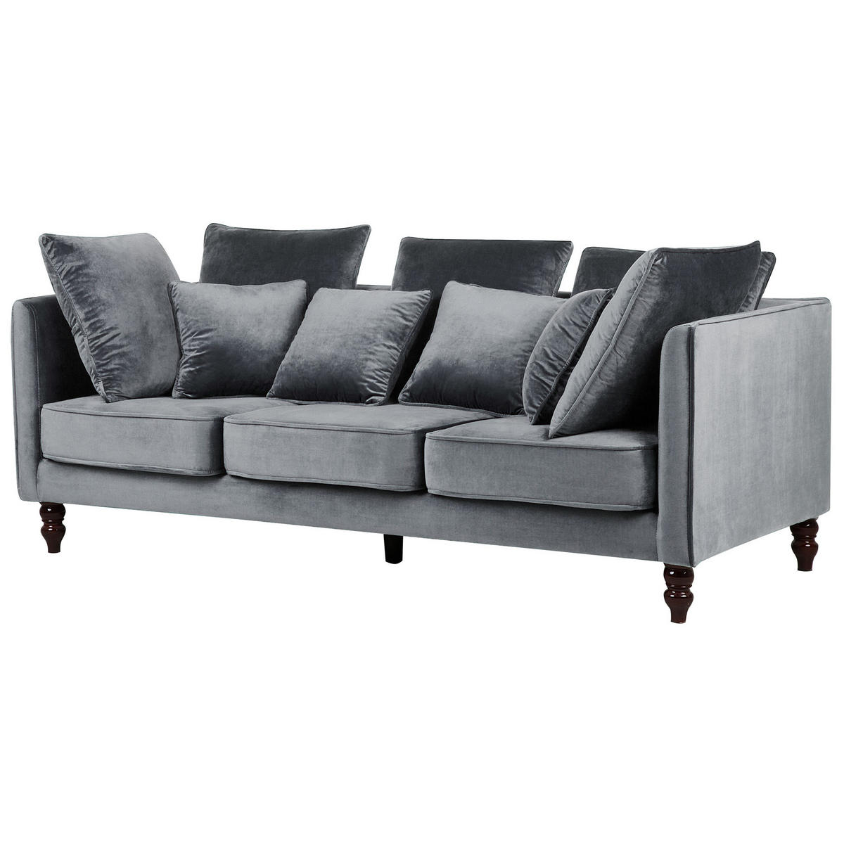 3-SITZER-SOFA Samtstoff Grau Fenstad - Grau, Textil (200/97/95cm) - Beliani