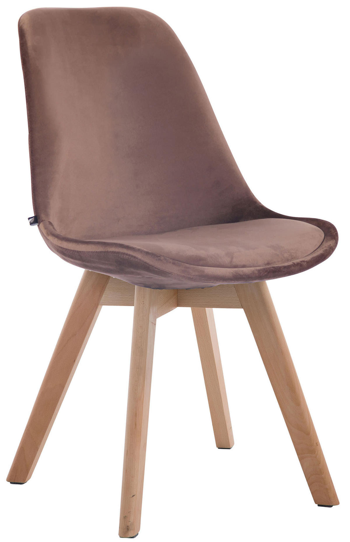 STUHL 4er Set Samt braun - Eukalyptusholzfarben/Braun, Holz/Textil (48/84/55cm) - CLP