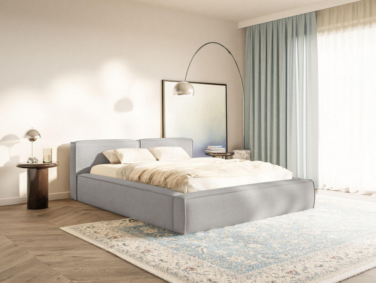 POLSTERBETT Tilves Slim Hellgrau 160x200 cm - Hellgrau/Schwarz, Kunststoff/Textil (160/200cm) - Selsey