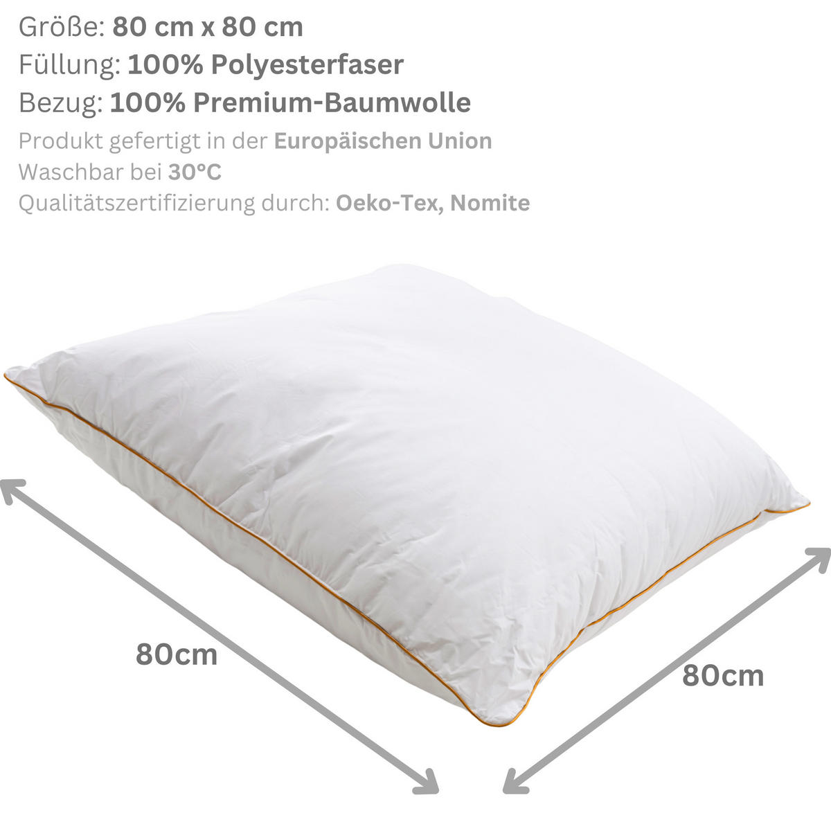 KISSEN LUXURY BEDDING, polyesterfaser - Weiß, Textil (80/80cm) - WOODEK