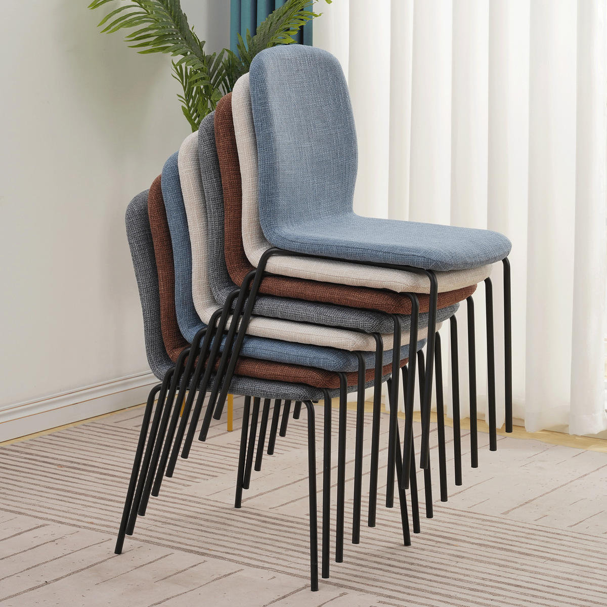 STUHL ENNA Stoffbezug Metallbeine 4er Set Schwarz - Schwarz, Textil/Metall (50/85/58cm) - Albatros