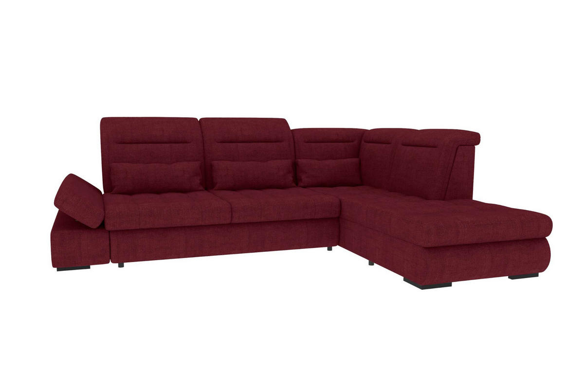 ECKSOFA Toscana Velours inkl. Schlaffunktion - Bordeaux, Textil (279/227cm) - 99rooms