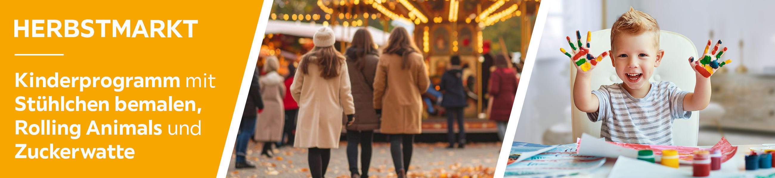 HERBSTMARKT - Kinderprogramm mit Stühlchen bemalen, Rolling Animals und Zuckerwatte