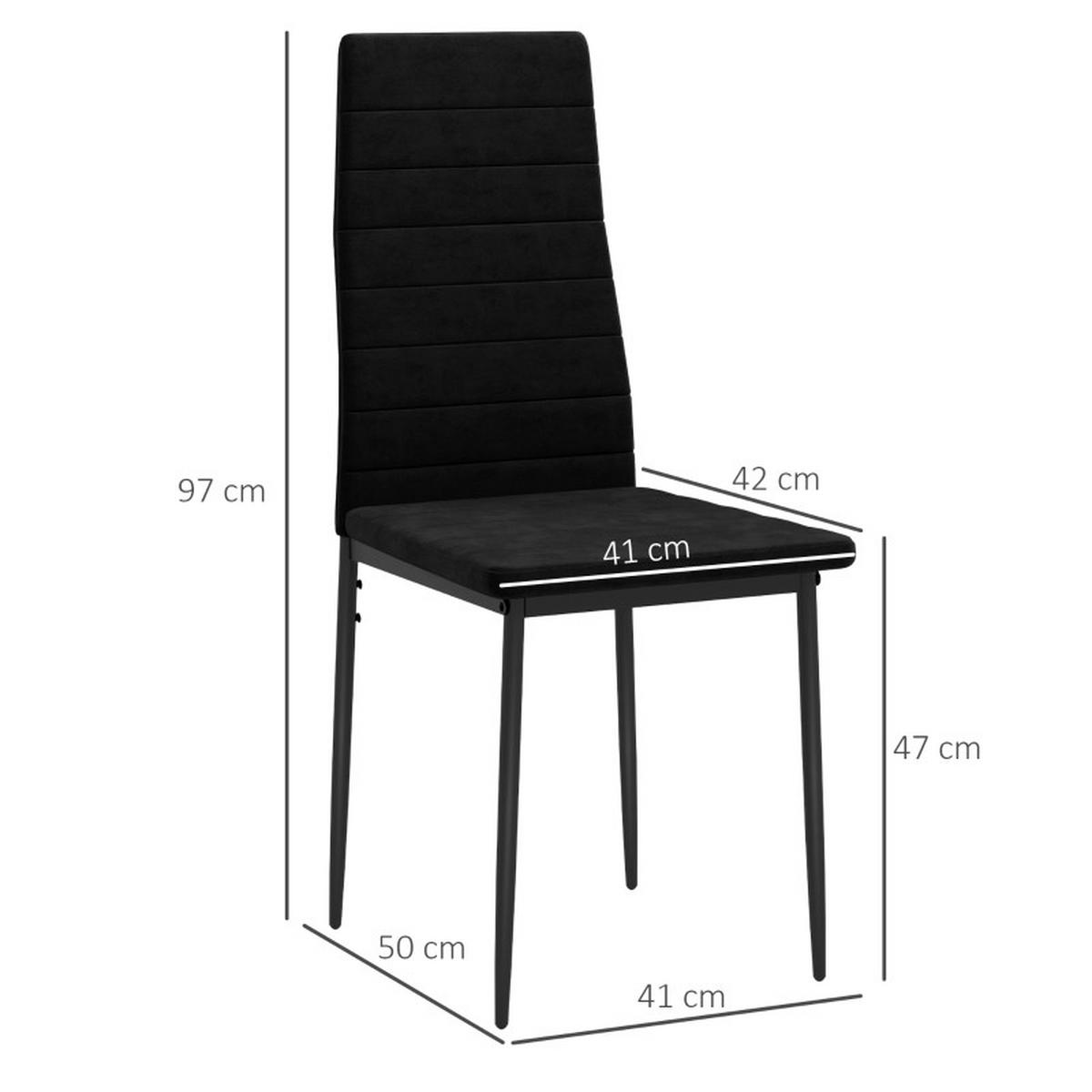 STUHL-SET DE-36047 4 Stück mit Metallbeinen Schwarz - Schwarz, Metall (41/97/54cm) - ComfortXL