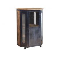 VITRINE Mango 76x60x120 natur lackiert RAILWAY #130 - Naturfarben, Holz (76/120/60cm) - Massivmoebel24