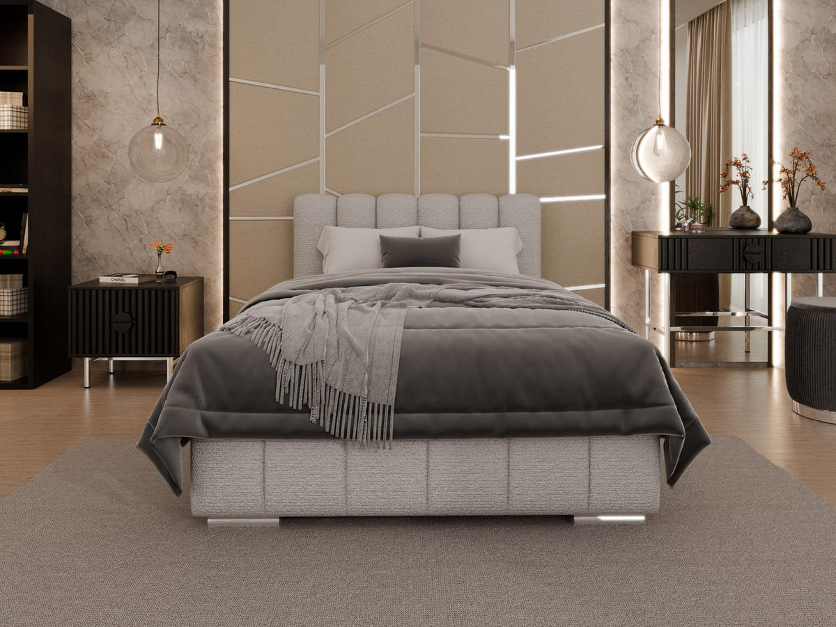 POLSTERBETT Zaira 120x200cm – Elegantes Polsterbett für modernen Wohnstil , ZONIERTE TASCHENFEDERN KOKOS (21cm), Sandfarben - Sandfarben, Holz (120/200cm) - Panda Möbel