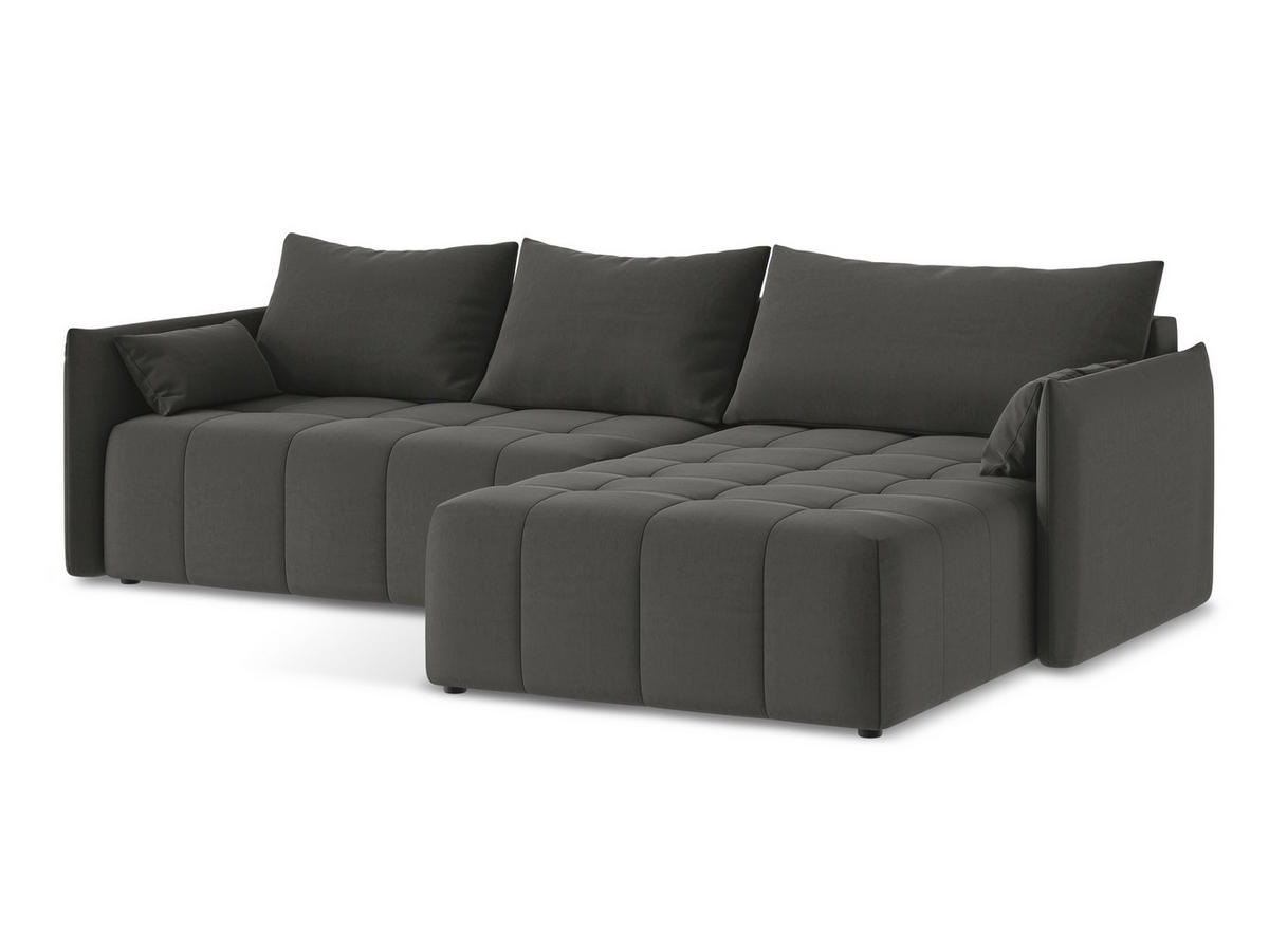 ECKSOFA Rechts Bouclé Stoff Weiß - Schwarz/Weiß, Holzwerkstoff/Kunststoff (240/90cm) - Makamii