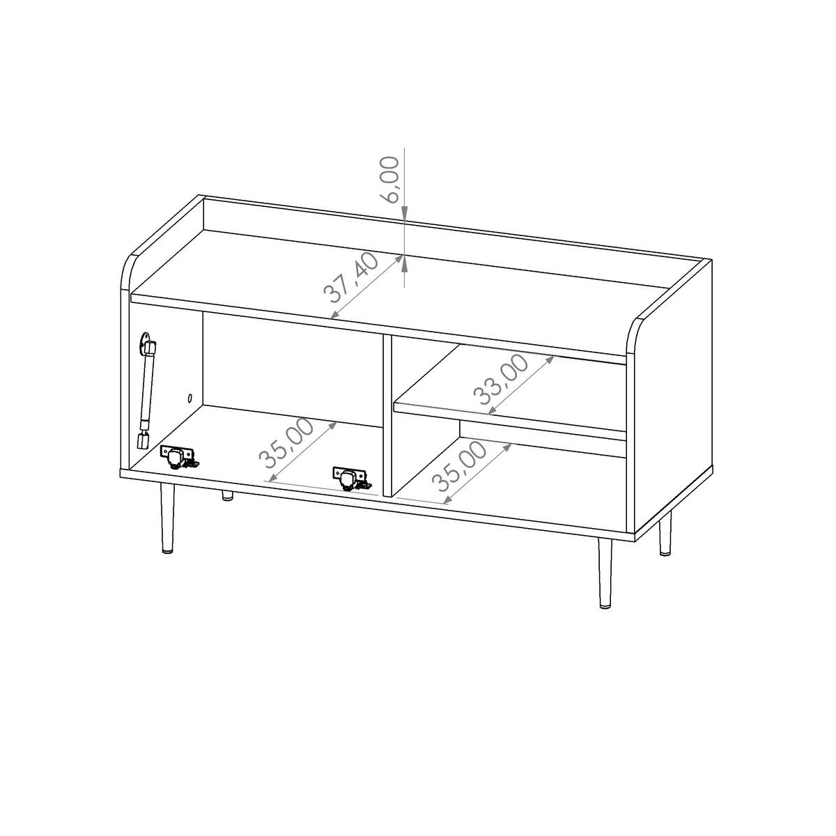 LOWBOARD Vasilia mit 1 Tür, Brandy Castello - Eichefarben, Holzwerkstoff (100/56/40cm) - Beautysofa