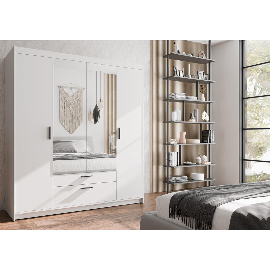 Thumbnail - AX Living Kleiderschrank, Weiß, Holzwerkstoff, Kiefer, 2 Schubladen, Rechteckig, 176.4x190.6x53 cm, Hergestellt in Europ...