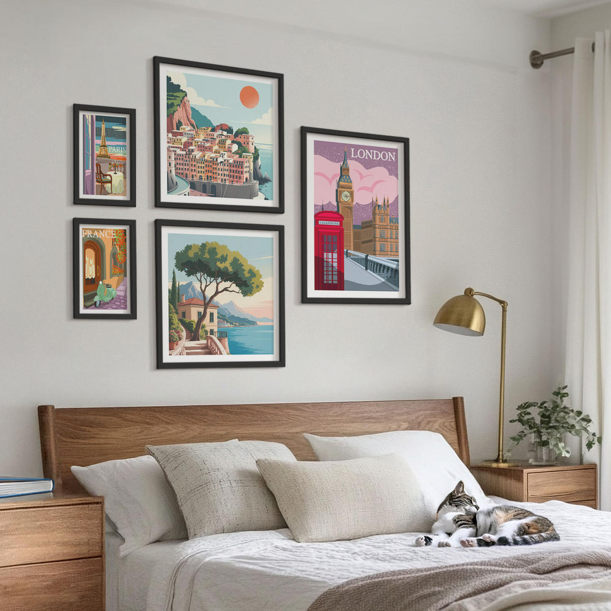 WANDBILDER 5er-Set - 50x50 cm & 20x30 cm & 40x60 cm Schwarzer Rahmen - Obstposter Zitronen Orangen - Schwarz, Kunststoff (40/60cm) - ArtPrintCave