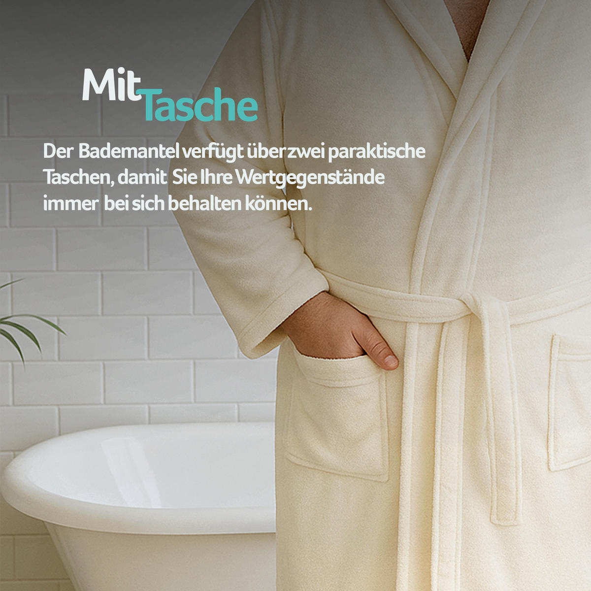 BADEMANTEL Übergrößen ( 4XL -6XL ) Ecru 4XL - Beige, Textil (4XLnull) - Bestlivings