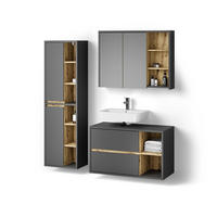 BADMÖBEL-SET Vomano Anthrazit 3 Teile - Eichefarben/Anthrazit, Holzwerkstoff (100/60/45cm) - Livinity®