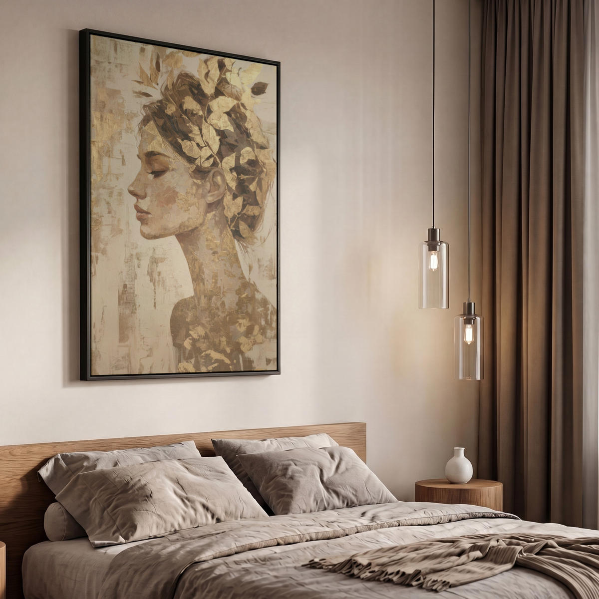 LEINWAND Bilder mit Rahmen - Frau - Gold - Abstrakt - Textur - 60x90 - Goldfarben, Textil (60/90cm) - MuchoWow