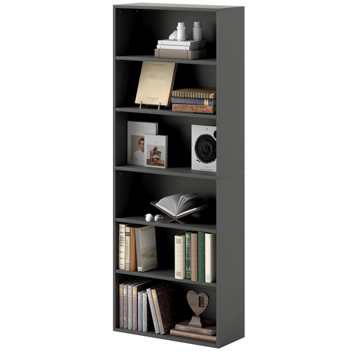 BÜCHERREGAL 60/24/158,5 cm Schwarz - Brombeere, Karton (60/158.5/24cm)