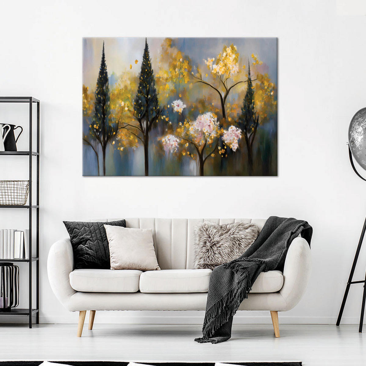 WANDBILD blühende bäume abstrakt golden - Goldfarben, Textil (60/40cm) - Feeby