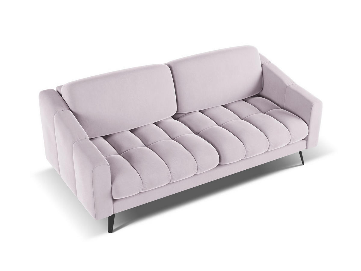 3-SITZER SOFA Samt Stoff Violett - Lila/Flieder, Textil/Metall (202/80/95cm) - Makamii