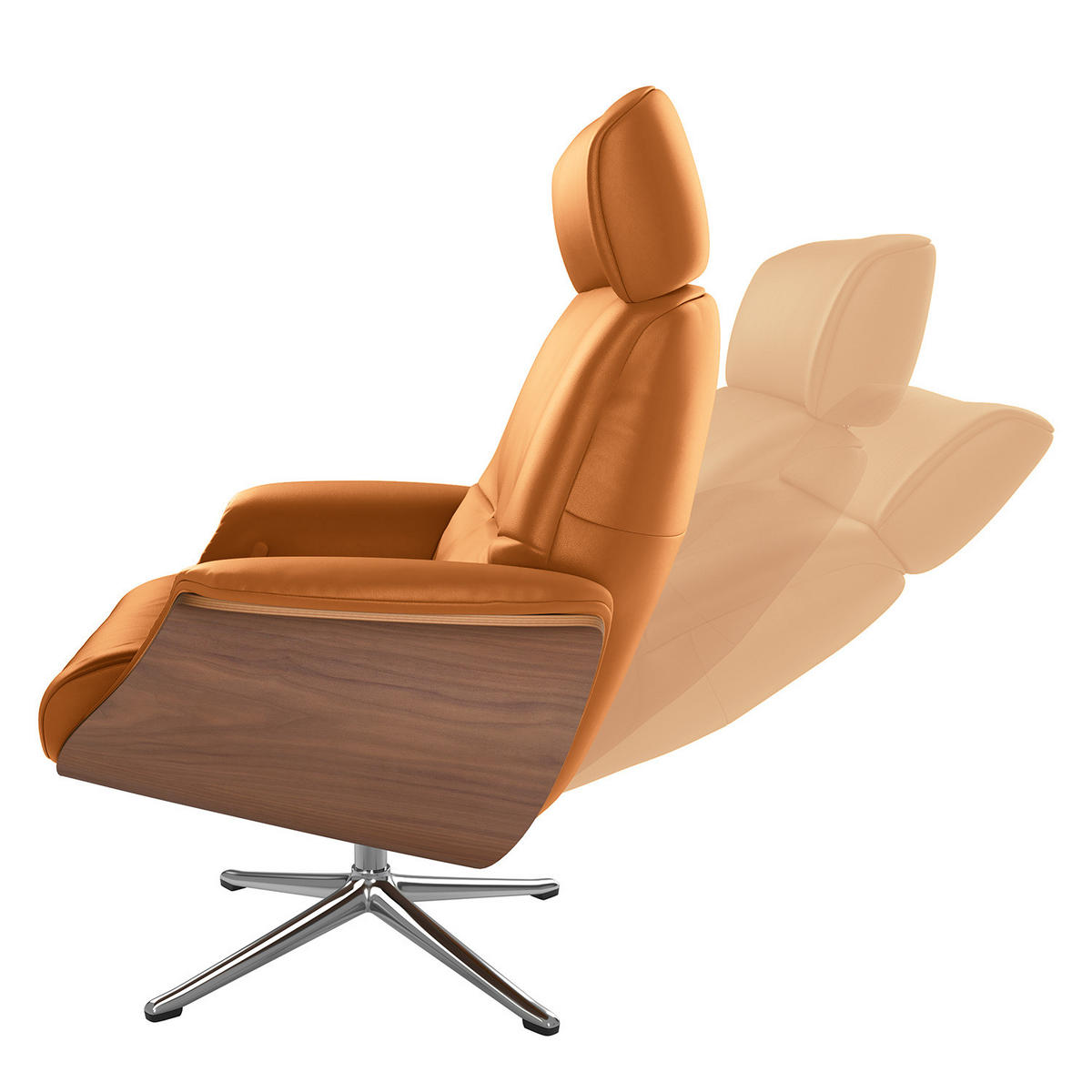 SESSEL - manuell verstellbar - Chromfarben/Cognac, Leder/Metall (83/110/88cm) - home24