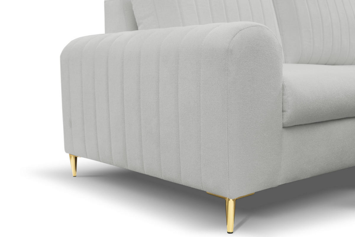 ECKSOFA VERONA R-S Hellgrau Geflochtener Stoff mit Schlaffunktion - Hellgrau, Holz (251/164cm) - MASSENO