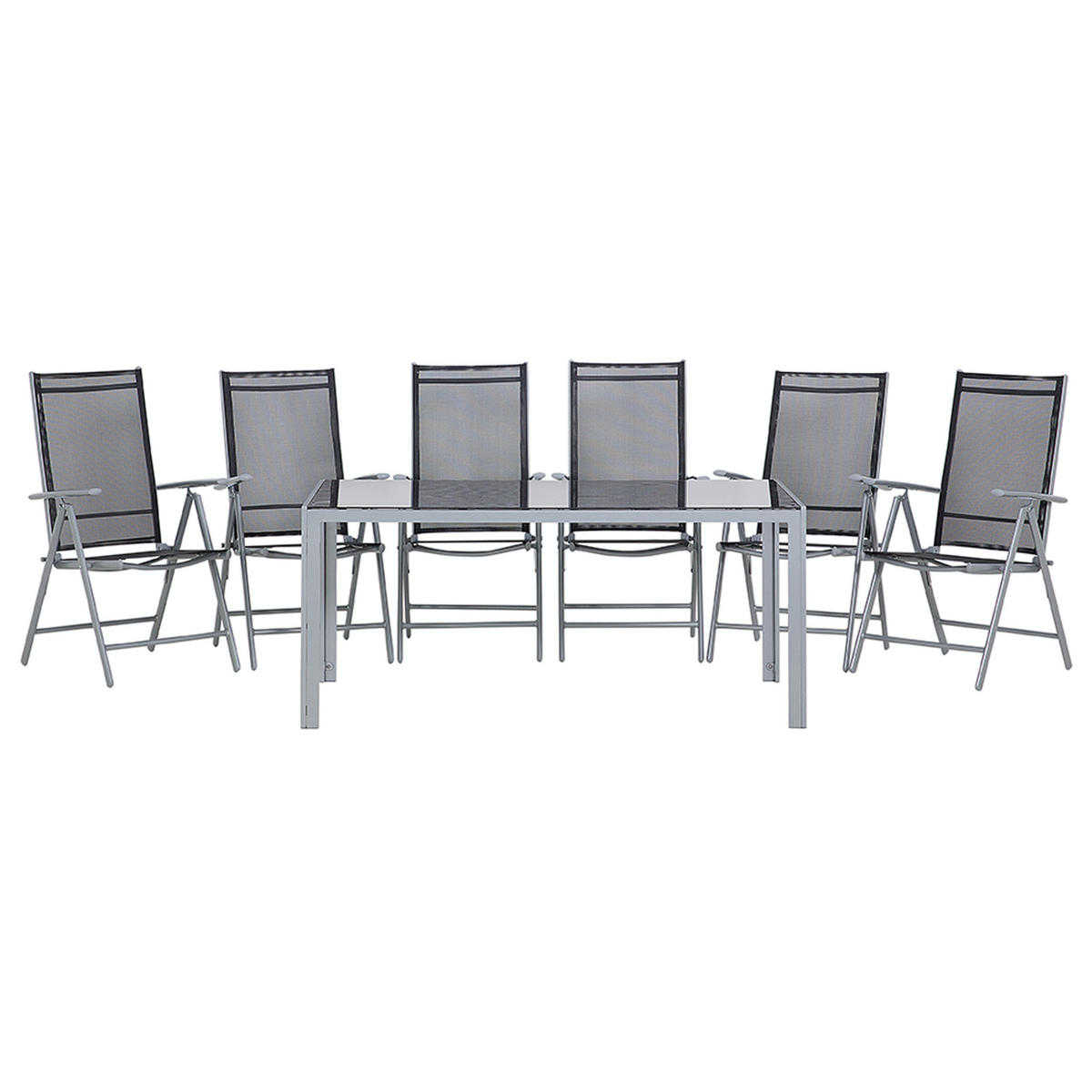 GARTENMÖBEL SET 6-Sitzer Aluminium schwarz Catania - Silberfarben/Schwarz, Metall - Beliani