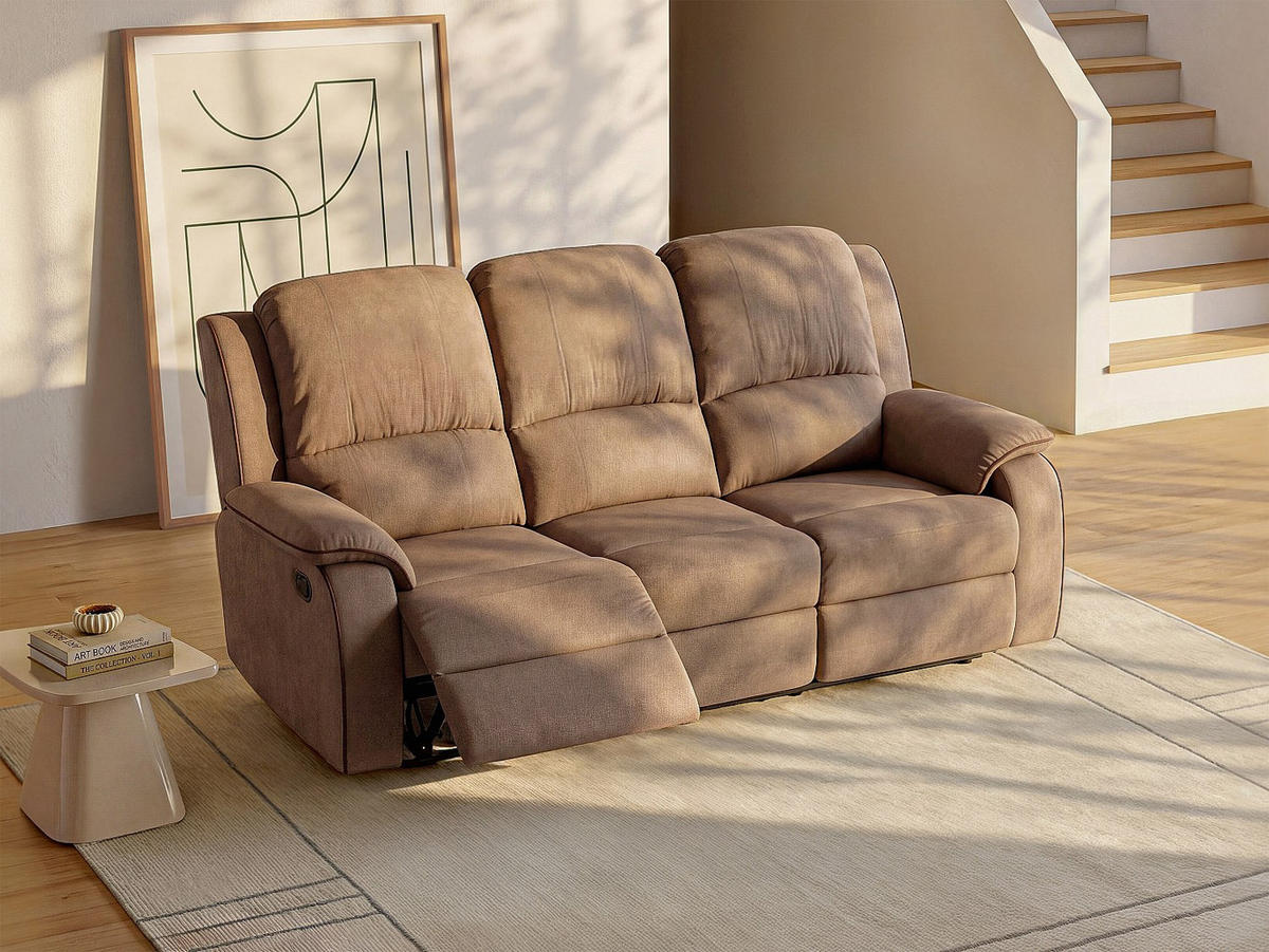 RELAXSOFA - 3 Personen - stoff - taupe Hernani - Taupe, Textil (210/99/96cm) - Vente-Unique