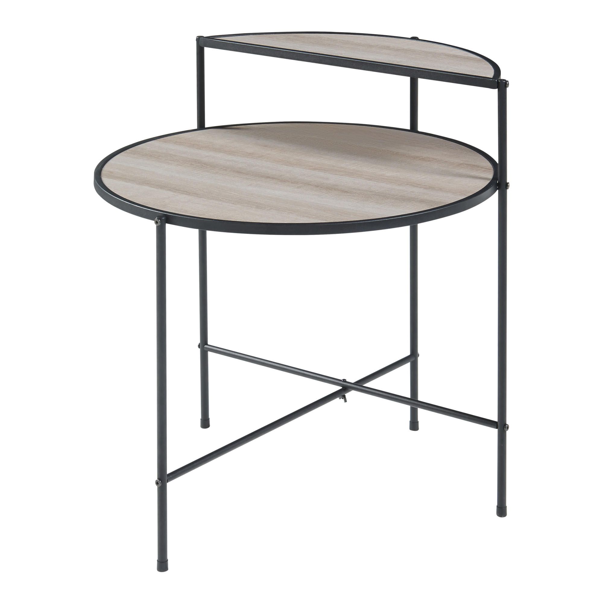 BEISTELLTISCH Fyresdal - Eichefarben/Schwarz, Holzwerkstoff/Metall (62/62/68cm) - [en.casa]