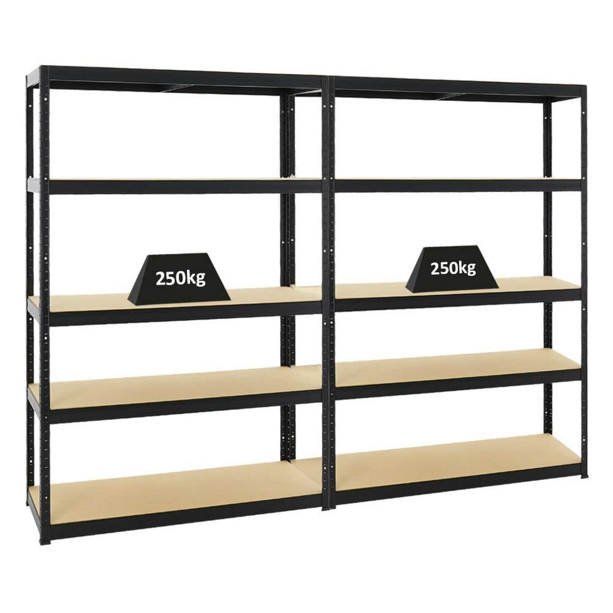 SCHWERLASTREGAL Big Elephant S 2er-Set mit 2x 180x120x45 cm Fachlast 250 kg Schwarz - Schwarz, Metall (240/180/45cm) - PROREGAL