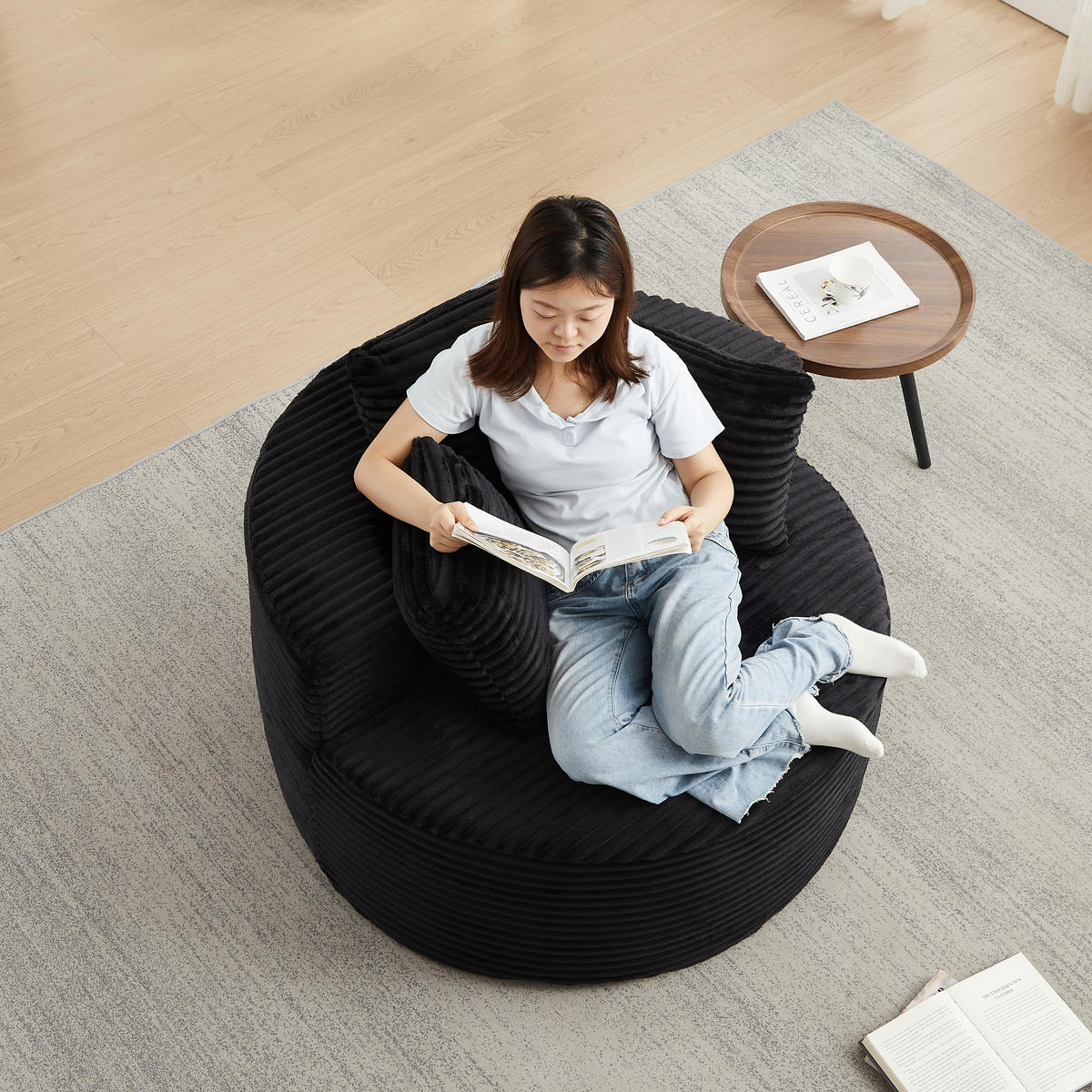 SESSEL DE-34516 minimalistisch mit 3 Kissen Schwarz - Schwarz, Textil (110/82/110cm) - ComfortXL