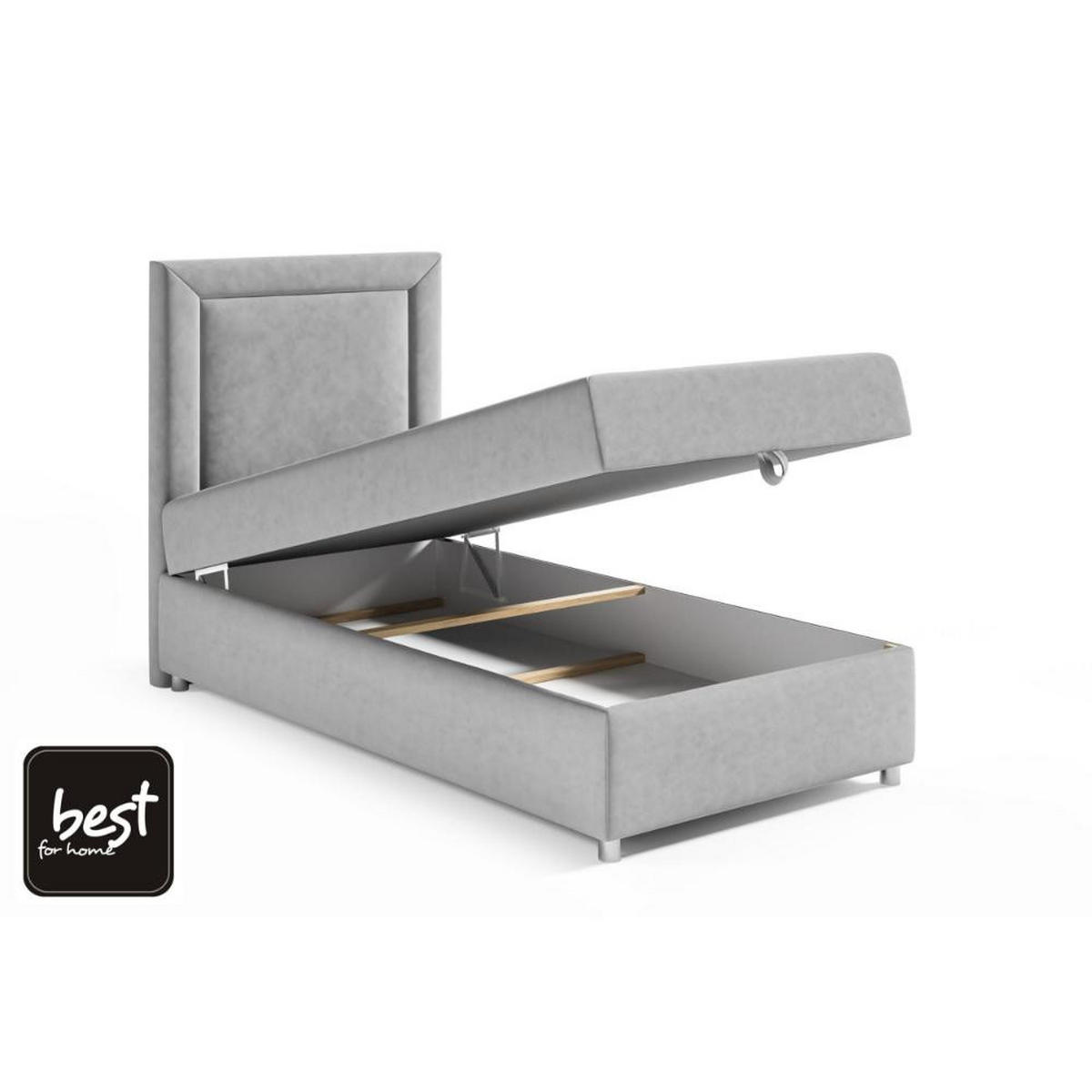 BOXBETT mit Bettkasten Trinity K-3 SINGLE Bonellfederkern inkl. Topper - Creme, Holz/Holzwerkstoff (90/200cm) - Best For Home