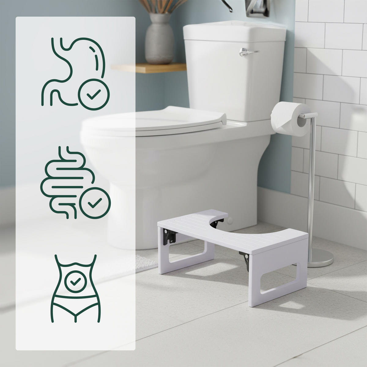 TOILETTENHOCKER - Weiß, Holz/Kunststoff (43/18/27.5cm) - Relaxdays