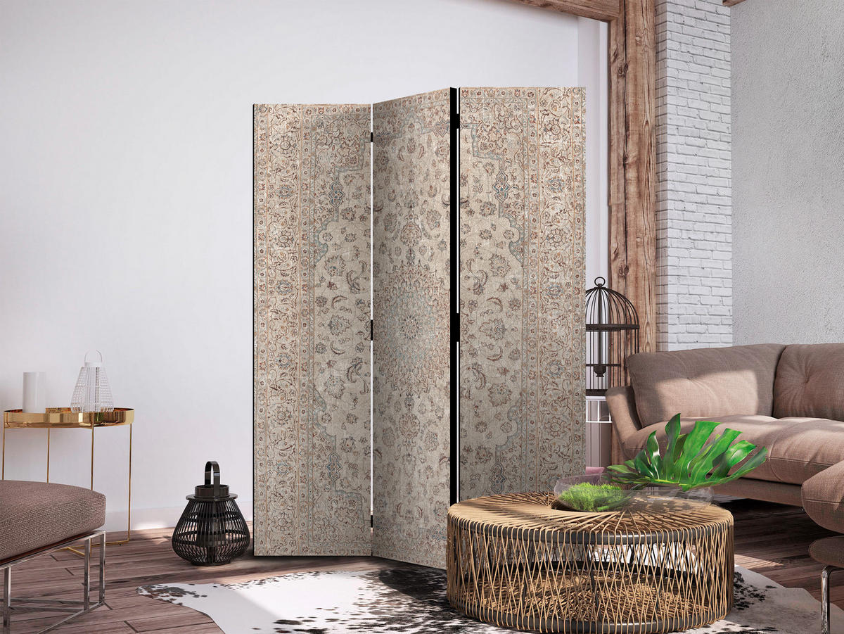 PARAVENT Beidseitig Bedruckter 3-tlg 135x172 cm Mandala Boho Stil - Beige, Holz/Textil (135/172/3cm) - Muralo