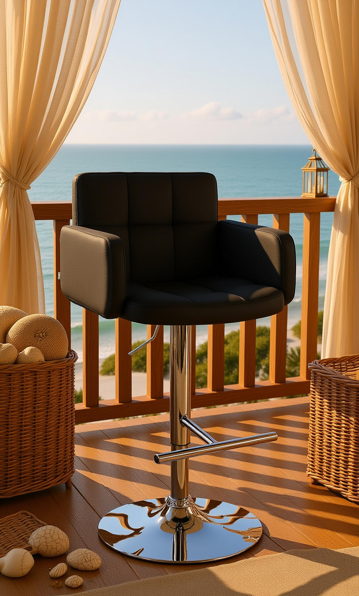 BARHOCKER Lausanne Samt chrom schwarz - Chromfarben/Schwarz, Textil/Metall (60/113/56cm) - TPFLiving