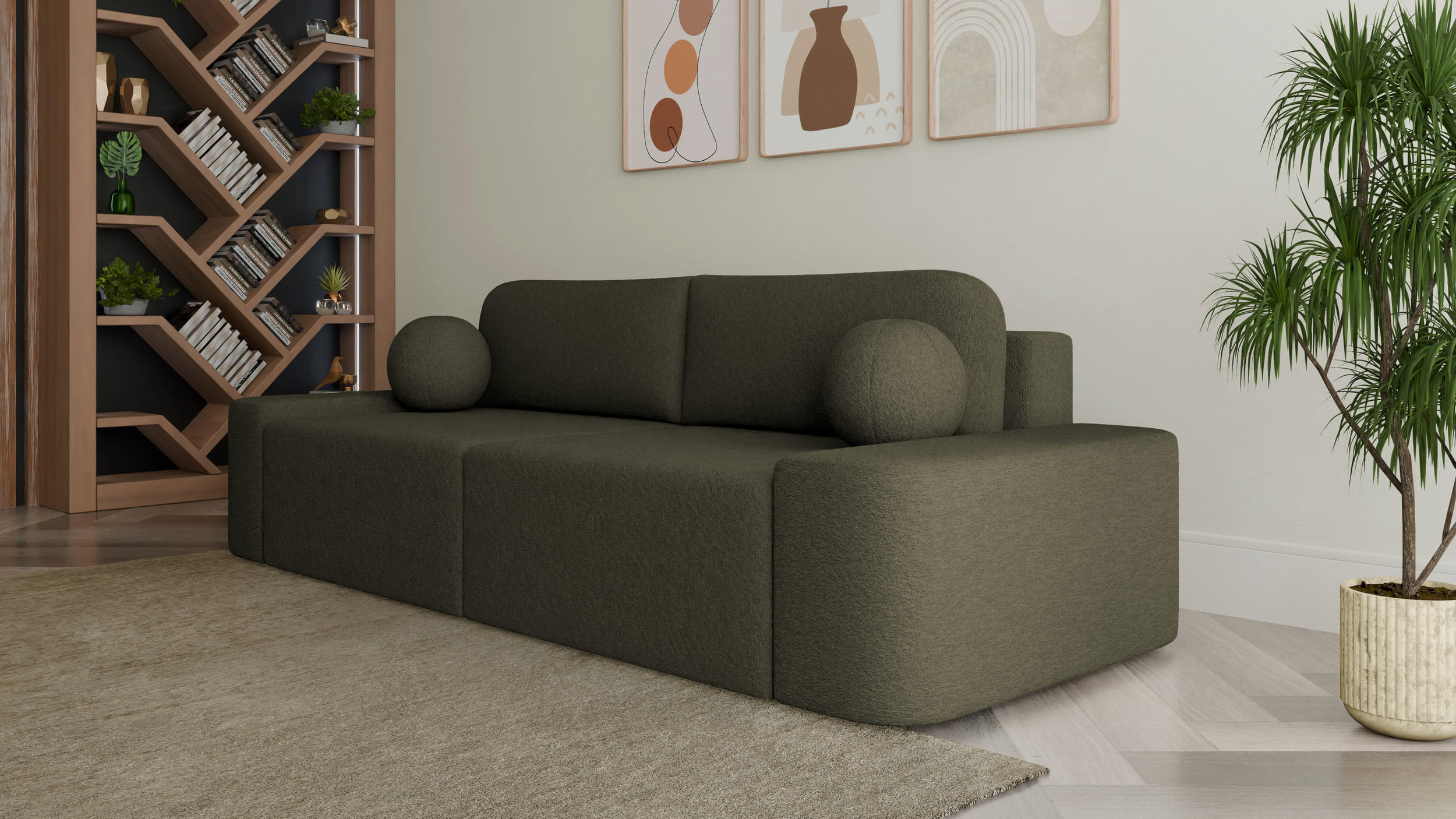SOFA Lisbon - Grün (Arena 12) - Grün, Holzwerkstoff (268/85/110cm)