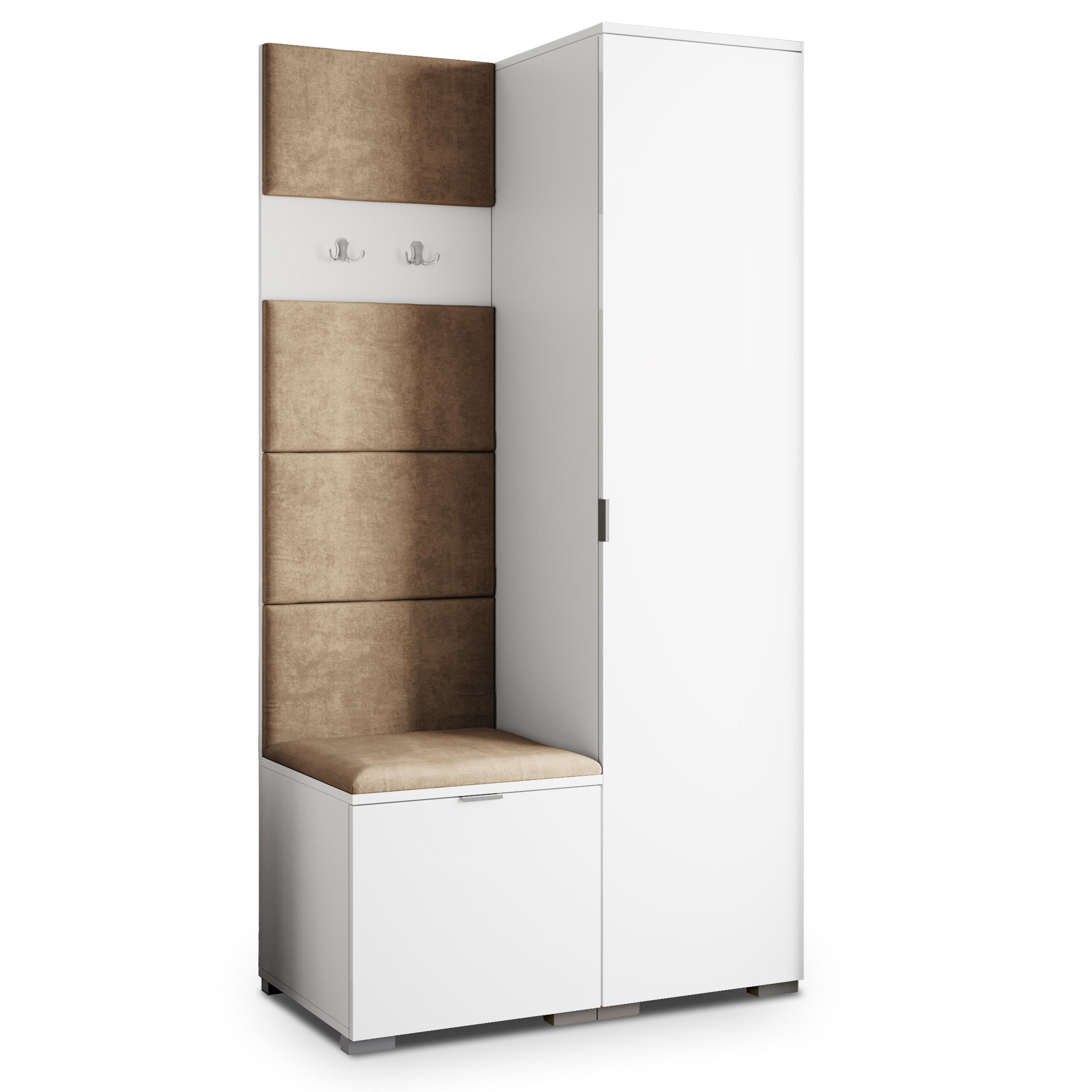Masseno Garderobenschrank Weiß, Mokka 95x181x51 cm