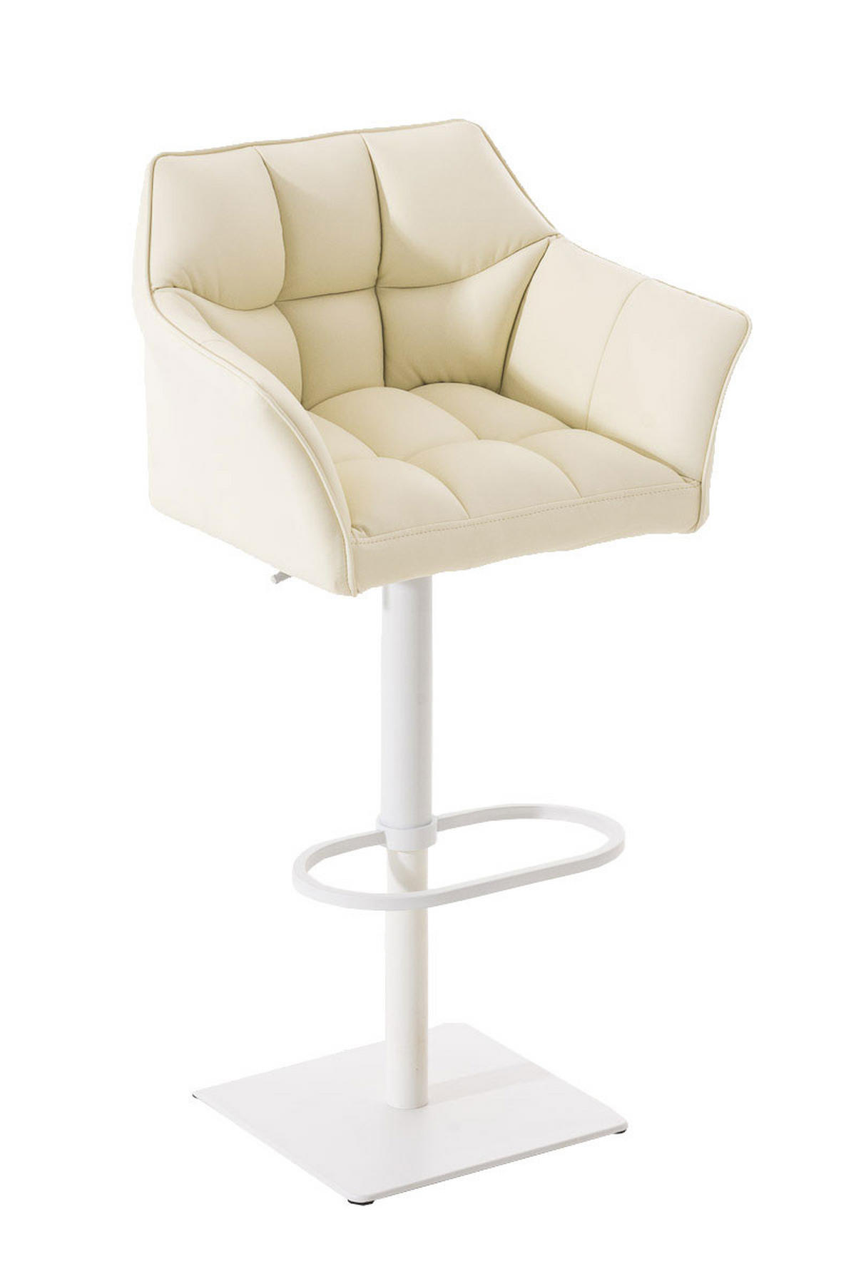 BARHOCKER Sihar Kunstleder Creme Weiß - Creme, Leder/Metall (64/88/45cm) - DELUKE