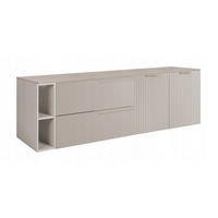 WASCHBECKUNTERSCHRANK MODERN 140 cm mit Arbeitsplatte Farbe: Kaschmir mit geriffelter Vorderseite + Regal Farbe: Kaschmir - Kaschmir - Kaschmir, Holzwerkstoff (140/57/46cm) - Rodan