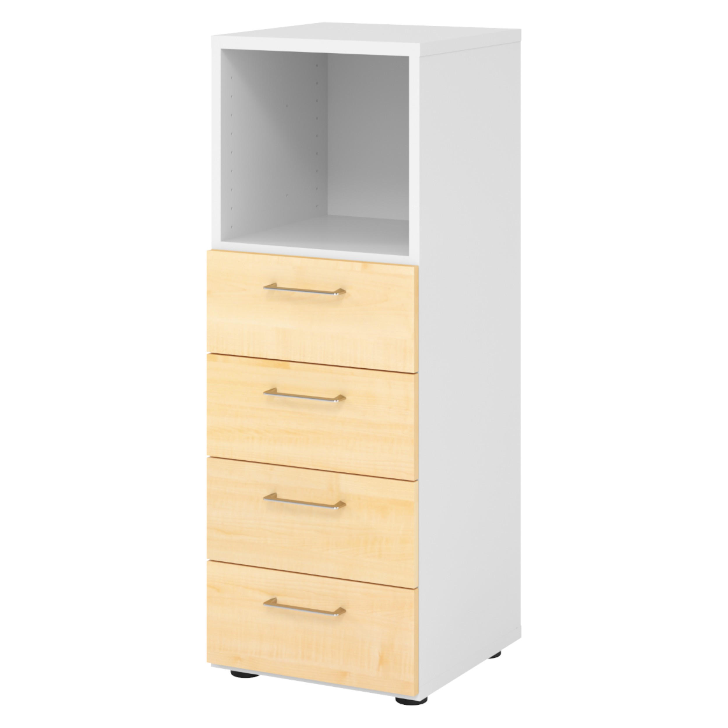 bümö Schubladenschrank Weiß, Ahorn 40x110x42 cm