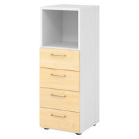 SCHUBLADENSCHRANK - 4 Schübe 42/40/110 cm in Weiß/Ahornfarben - Ahornfarben/Weiß, Holzwerkstoff (40/110/42cm) - bümö