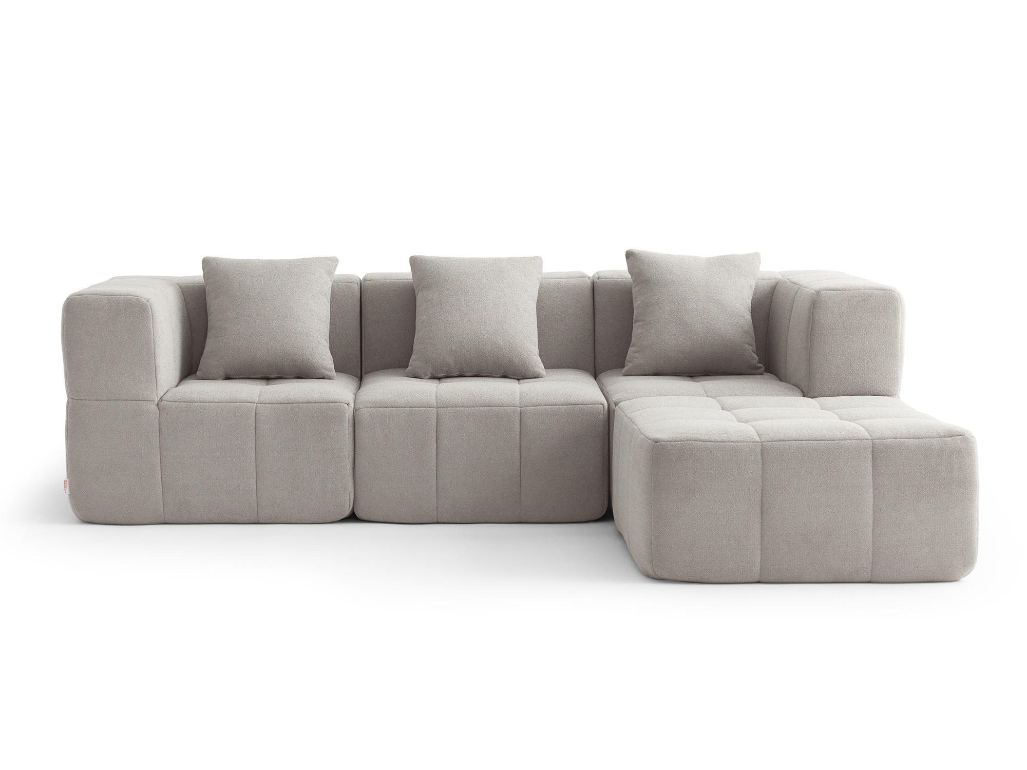 ECKSOFA Bouclé-Stoff Steinbeige - Greige, Textil (260/190cm) - MILYsofa