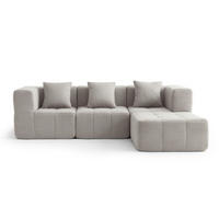 ECKSOFA Bouclé-Stoff Steinbeige - Greige, Textil (260/190cm) - MILYsofa
